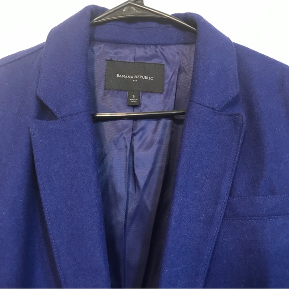 Royal Blue Banana Republic Pea Coat, double breasted lapel collar - Picture 2 of 12